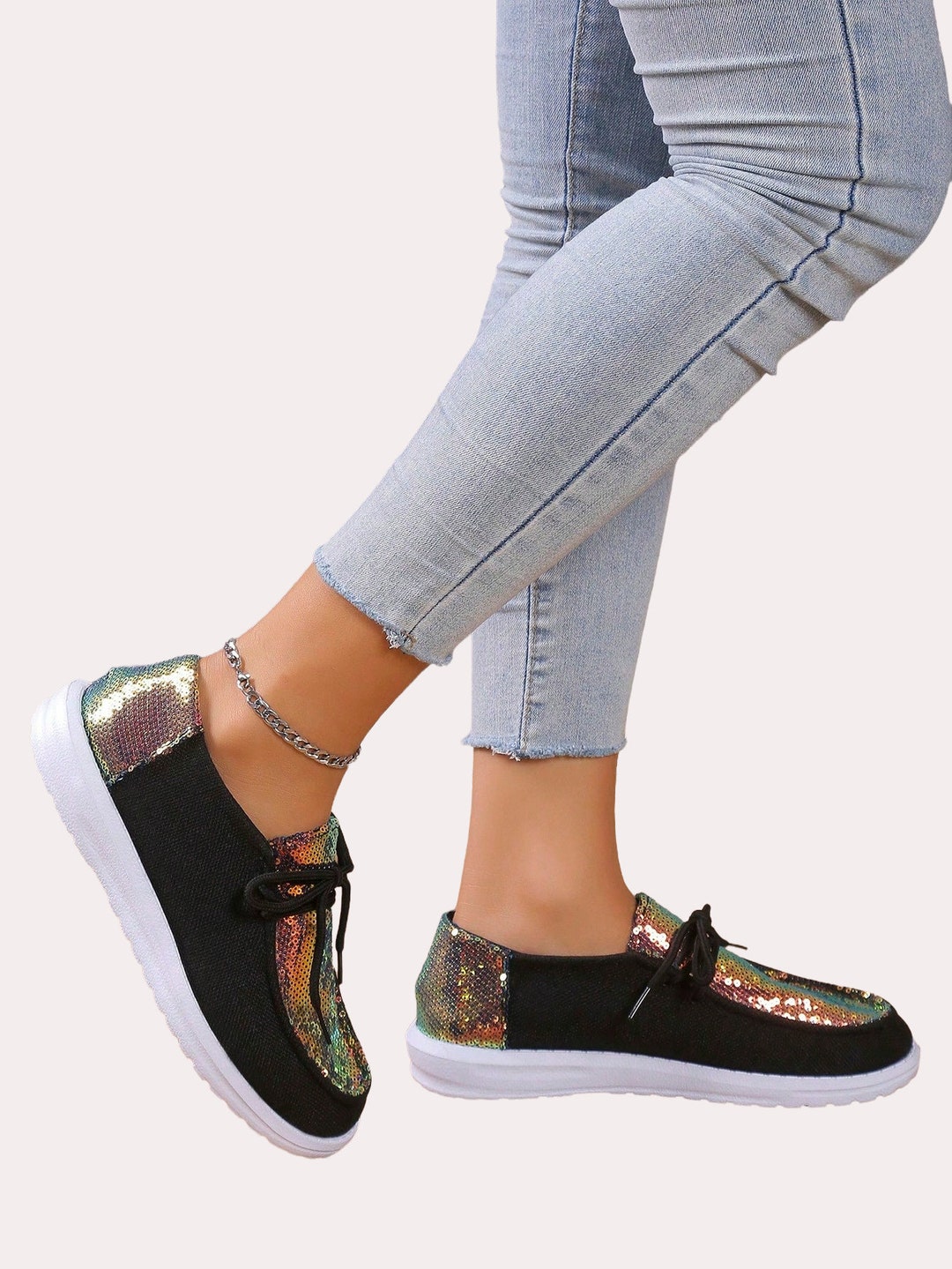 sparkly slip on sneakers