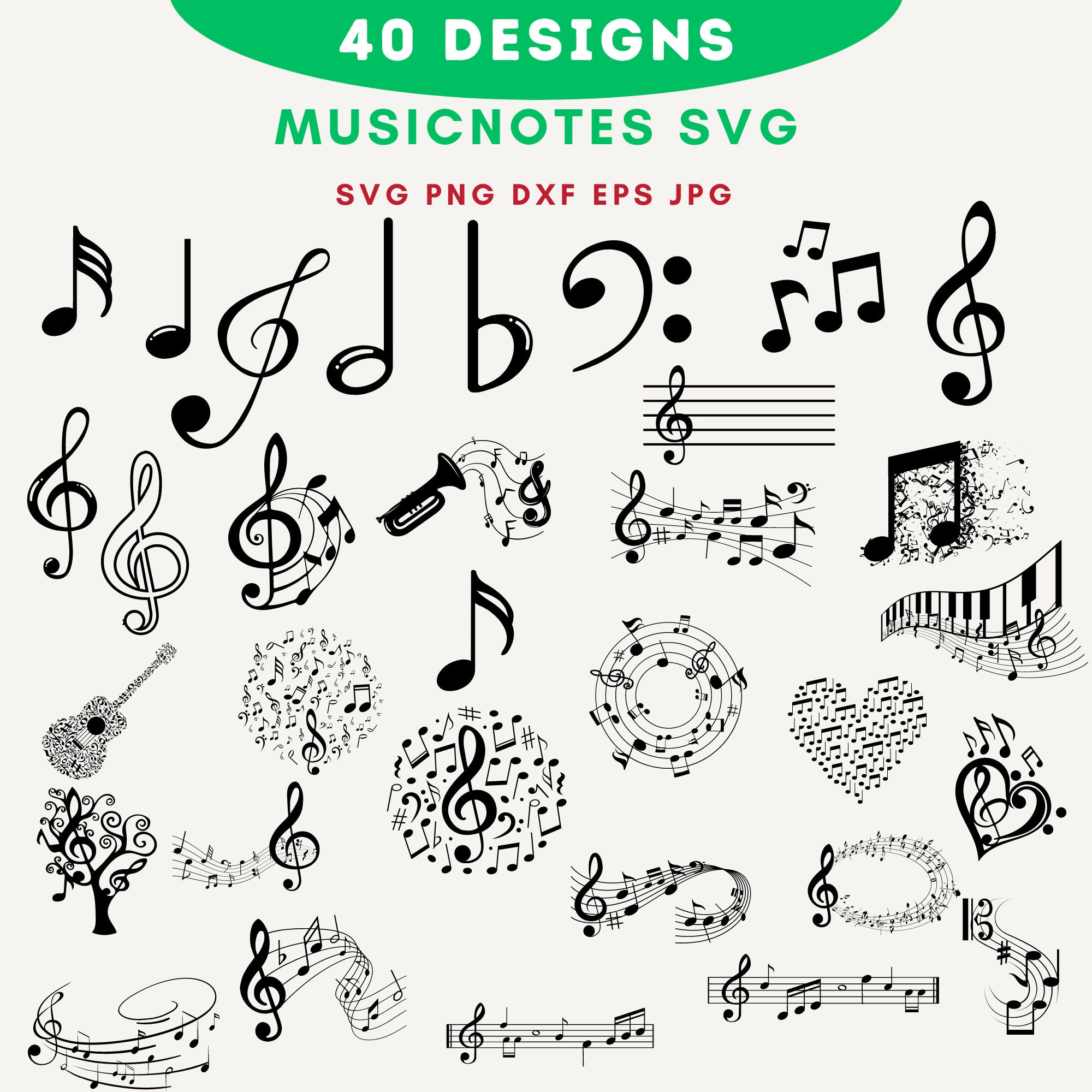 MUSIC NOTES SVG, Music Notes Bundle Svg, Music Notes Clipart,music ...