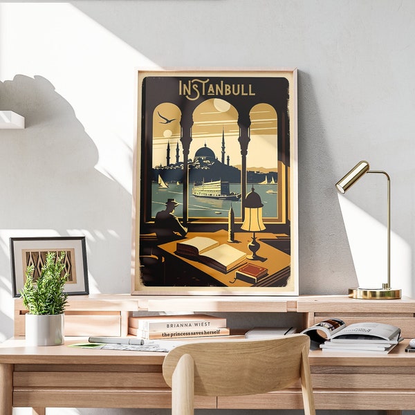 Istanbul Print, Travel Poster, Istanbul wall art, Retro Istanbul City Print, Turkey Poster, Istanbul Gift, Home Decor, DIGITAL DOWNLOAD