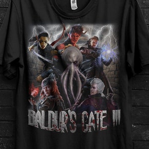 Gothic Baldur&#39;s Gate 3 Tshirt Gift For Astarion,Karlach For Halsin,Shadowheart Gale Appareal For Wyll,Minthara,Mind Flayer Shirt For Lae&#39;zel