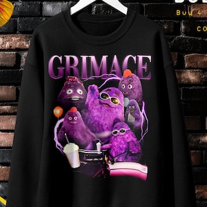 Retro Vintage Grimace Shake Sweathirt Son,HBD Grimace Hilarious Pullover,Grimace Survivor Pullover For Teen,Happy Birthday Grimace Crewneck