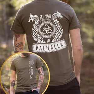 See You In Valhalla Viking T-Shirt Gift for Warrior Man, Norse Ship Design T Shirt, Vikings Mithology Nordic Gift, Victory Or Valhalla Tee