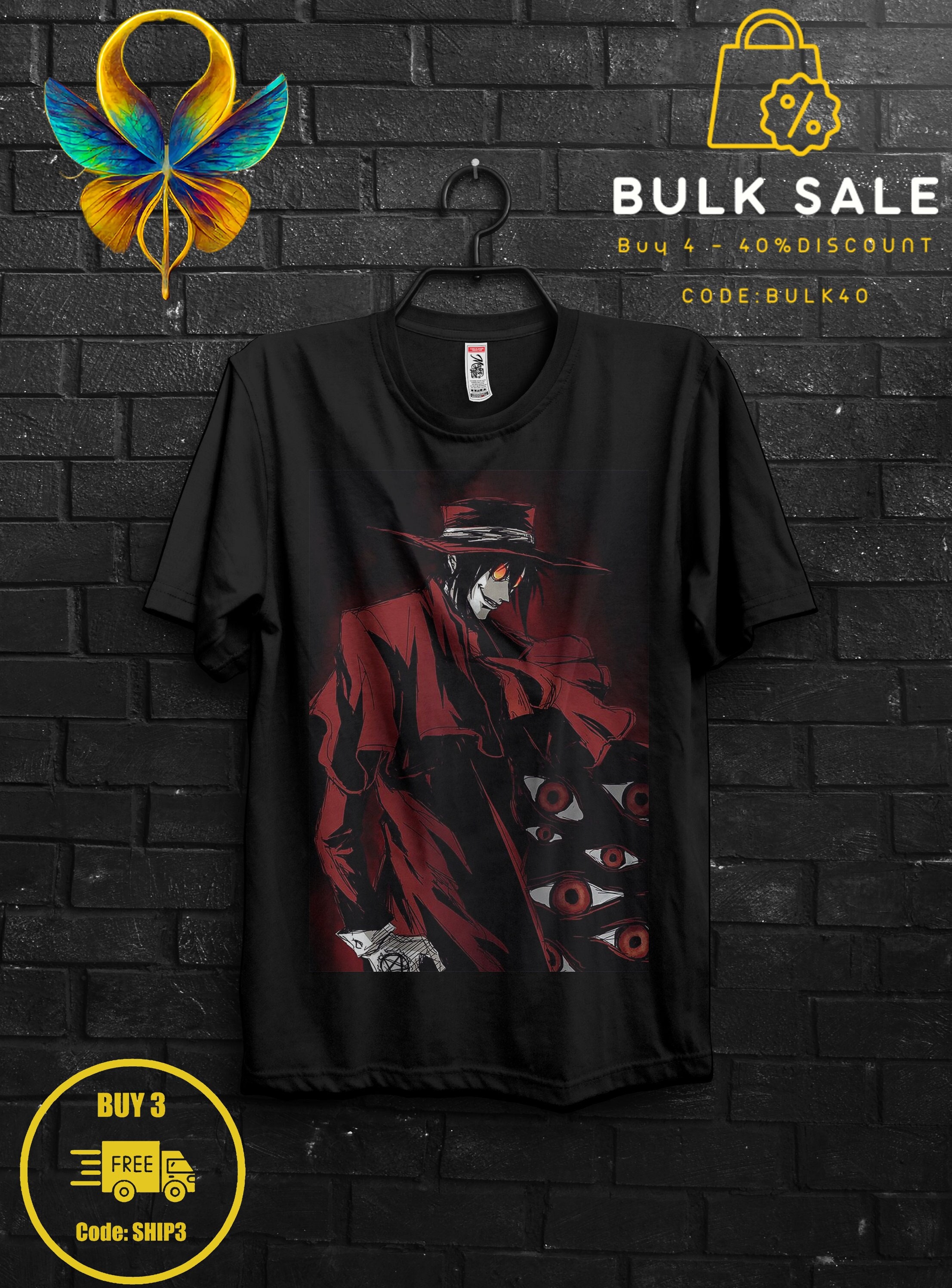 Characters Alucard Hellsing Anime Unisex T-Shirt - Teeruto