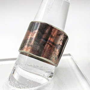 Fire-scaled Cigar Band Style Nickel Silver 15mm Wide Ring