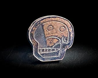 Kubistischer Totenkopf Kupfer Pin