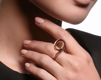 Skulpturale Rein Kupfer Schlaufe Ring | Minimalistisches Infinity Band, Größe 10 US