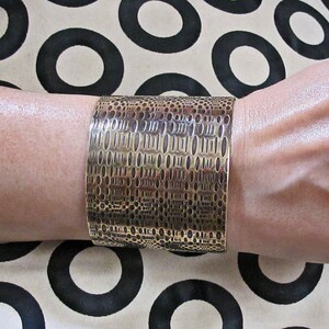 Oval Patterned Brass Wrist Cuff