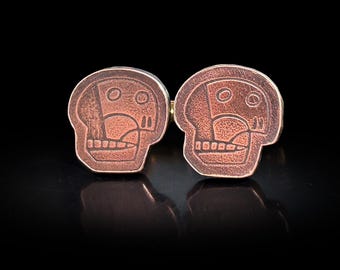Totenkopf - Manschettenknöpfe aus Kupfer