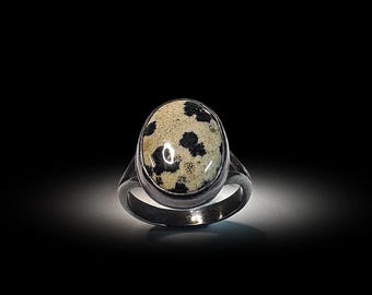 Dalmatiner Jaspis Kupfer Ring - Größe 7 1/4 US
