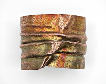 Fold-Formed Textured Copper Wrist Cuff