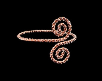 Bransoletka z drutu miedzianego formowana ręcznie, regulowana bransoletka boho, 3 mm, rustykalna biżuteria