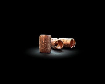 Hand-Forged Patterned Silver Soldered Raw Copper Bead (for Beards, Dreadlocks, Hair, etc.)