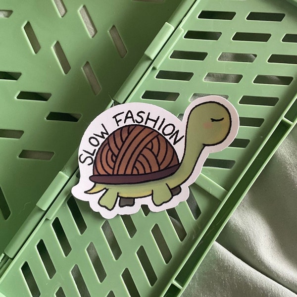 Tortoise slow fashion fibre arts sticker | large glossy vinyl sticket