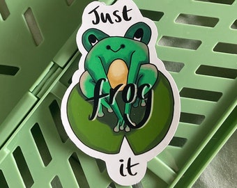 Frog it funny fibre arts frog sticker | large glossy vinyl waterproof sticker