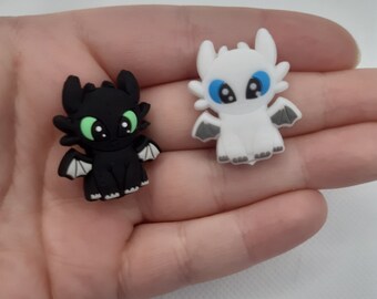 Dragón furias pareja en blanco y negro / Conjunto de ganchos de ganchillo con cuentas personalizado / elegir tamaño de gancho y cuentas