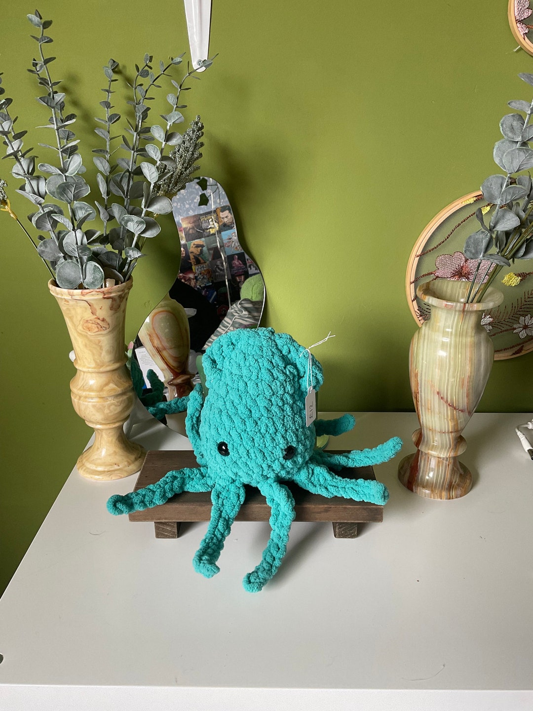 Teal Crochet Squid Plushie Mid Sized Squid Amigurumi Etsy