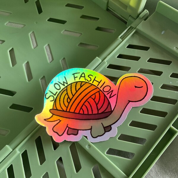 Tortoise slow fashion | large holographic vinyl sticker