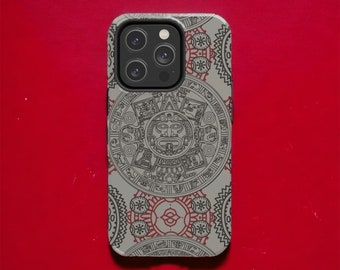 Aztec Calendar Tough Phone Case, iPhone 15 ProMax, Google Pixel, Samsung Galaxy, iPhone 16 Pro Max