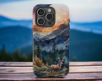 Deer Mountain Forest Tough Phone Case, iPhone & Galaxy