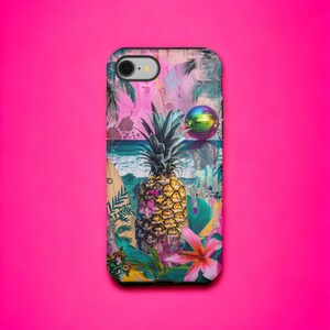 Tropical Collage Phone Case, Coastal Coquette Phone Case, Pineapple Phone Case, Beach Collage Phone Case