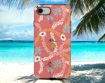 Hula Girl Phone Case, Flower Lei Phone Case, Hawaiian Phone Case, Tropical Phone Case, Samsung Galaxy S24, Google Pixel 8 Pro