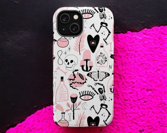 Evil Eye Gothic Pink Skeleton Phone Case, Tough Case, iPhone Phone Case, Android Phone Case, Google Pixel Phone Case