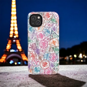 Passport Stamp Phone Case, Travel Inspiration Phone Case,  iPhone 15 ProMax, Google Pixel, Samsung Galaxy, iPhone 16