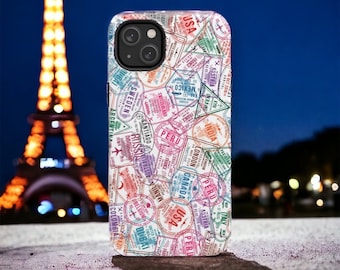 Funda para móvil con diseño de sello de pasaporte, diseño de viaje, iPhone Samsung Pixel
