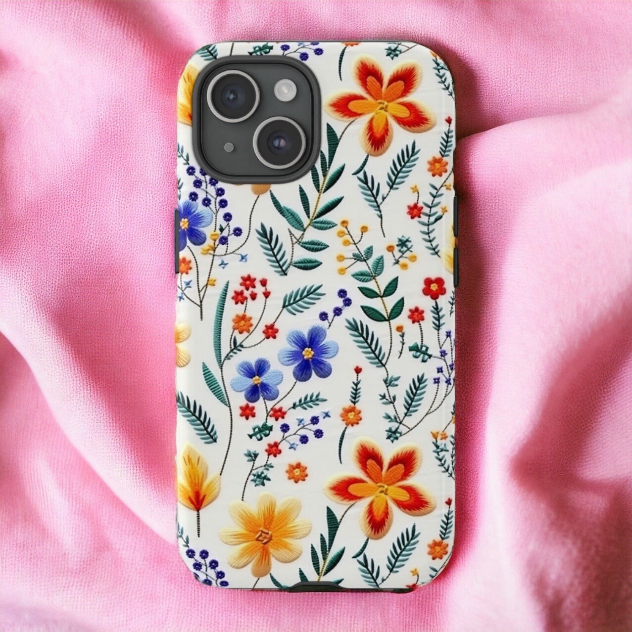 刺繍の花の携帯電話ケース、花柄、iPhone & Galaxy - Etsy 日本