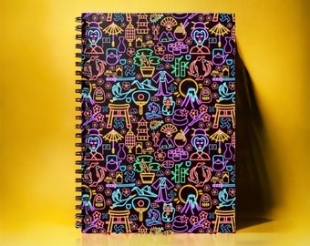 Japanese Neon Night Spiral Notebook - Ruled Line Stationary Paper
