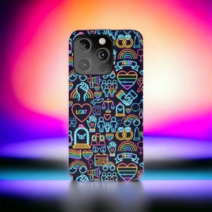 Neon LGBT Pride Tough Case for iPhone 15, Google Pixel 8 Pro, Samsung Galaxy S24, iPhone 16