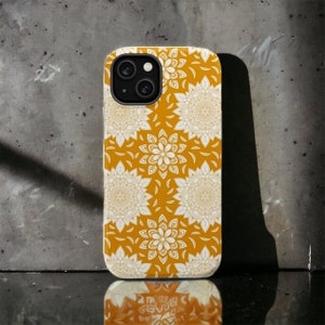 Yellow Mandala Design Sarong Batik Pattern iPhone 15 Case, Google Pixel, Samsung Galaxy