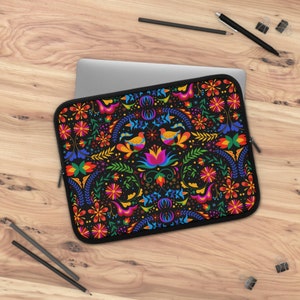 Czarny meksykański kwiatowy pokrowiec z neoprenu na laptopa MacBook Air 13 15 17 zdjęcie 3