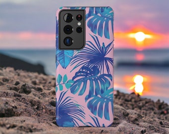 Custodia resistente per telefono con foglie di palma tropicale, iPhone e Android