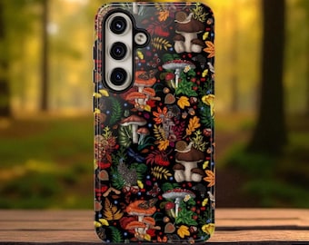Mushroom Collage Phone Case, Woodland Forest Design