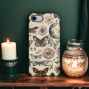 Butterfly Phone Case, Cottagecore Phone Case, Moon Phone Case, Lace Phone Case