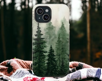 MagSafe Watercolor Pine Tree Forest Phone Case Mountains Phone Case iPhone Case with Built In Magnet