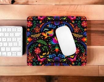 Mexican Floral Mouse Pad, Colorful Folk Art Office Decor