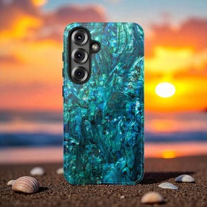 Teal Abalone Shell Phone Case Mermaid Phone Case iPhone 15 Phone Case, Android Phone Case, Google Pixel Phone Case