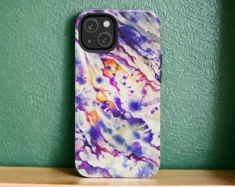 Tie Dye Tough Phone Case, Purple Marble Design