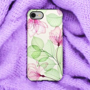 Botanical Floral Phone Case, Transparent Flower Phone Case, Samsung Galaxy S24, Google Pixel 8 Pro