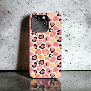 Pink Yellow Animal Leopard Print Tough Case for iPhone 15, Google Pixel, Samsung Galaxy