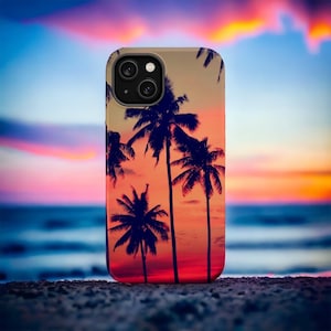 Beach Sunset Palm Tree Tough Phone Case, Google Pixel, Samsung Galaxy