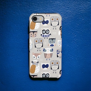 Cute Owl Phone Case, Doodle Owl Phone Case, Animal Phone Case for iPhone 15 Pro Max, Samsung Galaxy S24, Google Pixel 8