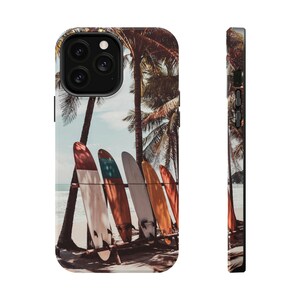 Surfboard Palm Trees Beach Tough Phone Case, iPhone 15 Pro, Google Pixel, Samsung Galaxy image 3