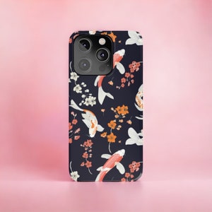 Japanese Koi Fish Cherry Blossom Tough Case, iPhone Promax 15, Samsung Galaxy, Google Pixel