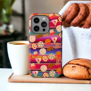 Mexican Blanket Serape Cafecito Pan Dulce Phone Case, iPhone 15 iPhone 13, Samsung Galaxy 24, Google Pixel 8, 7, 6, iPhone 16