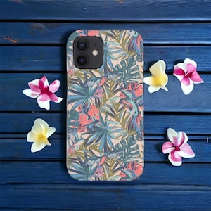 Summer Tropical Wildlife Print Glossy Tough Phone Case | iPhone 15 Phone Case Tropcal Samsung Galaxy, Google Pixel
