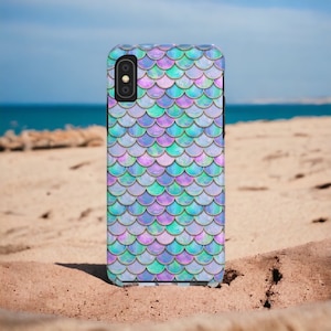 Pink Mermaid Abalone Shell Print Tough Phone Case, iPhone 15 ProMax, Google Pixel, Samsung Galaxy