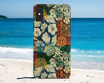 Hawaiian Print Luau Maui Kauai Polynesian Phone Case, iPhone 15 ProMax, 14 Google Pixel, Samsung Galaxy